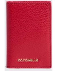 Coccinelle - Metallic Small Grained Leather Credit Card Holder - Lyst