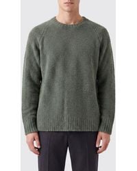 Laneus - Recycled Wool Blend Crewneck Jumper With Ribbed Trims - Lyst