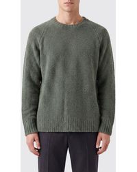 Laneus - Recycled Wool Blend Crewneck Jumper With Ribbed Trims - Lyst