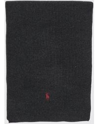 Polo Ralph Lauren - Ribbed Pure Wool Scarf With Embroidered Pony Logo - Lyst