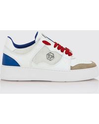 Philipp Plein - Bicolour Leather And Suede Low-Top Trainers With Hexagon Logo - Lyst