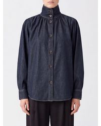 IRO - Coming Cotton Denim Shirt With High Neck And Long Sleeves - Lyst