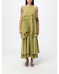 Ami Paris - Vestido Largo De Mezcla De Seda Con Volantes - Lyst