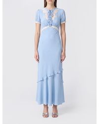 Self-Portrait - Lace-Insert Viscose Midi Sheath Dress - Lyst