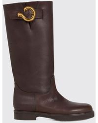 Etro - Calfskin Leather Knee-High Boots With Buckle Detail - Lyst