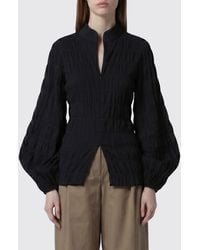 Thelatest - Dalila Cotton Shirt With Balloon Sleeves And A Mandarin Collar - Lyst