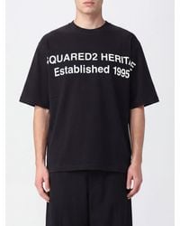 DSquared² - Relaxed Fit Cotton Logo T-Shirt With Dropped Shoulders - Lyst