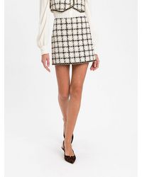 Twinset - High-Waisted Check Tweed Pencil Mini Skirt - Lyst