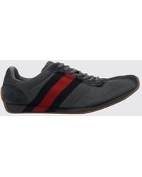 Gucci - Tempo Distressed Leather And Mesh Low-Top Sneakers With Web Stripe - Lyst