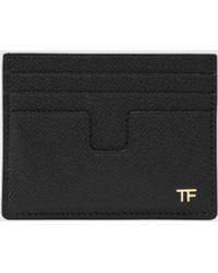 Tom Ford - Grained Calf Leather Card Holder With T Monogram - Lyst
