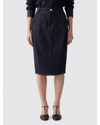 Jacquemus - High-Waisted Cotton Denim Midi Pencil Skirt - Lyst