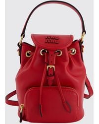 Miu Miu - Mini Leather Backpack With Logo - Lyst