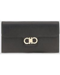 Ferragamo - Gancini Calfskin Wallet On Chain With Chain Strap - Lyst