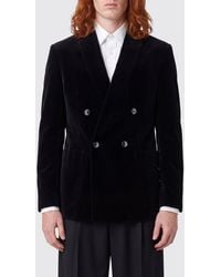 Giorgio Armani - Double-Breasted Velvet Blazer With Classic Lapels - Lyst