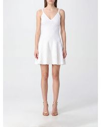 Balmain - A-Line Viscose Knit Mini Dress With V-Neck - Lyst