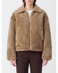 Ami Paris - Cropped Shearling Jacket With Classic Collar And Zip Closure - Lyst