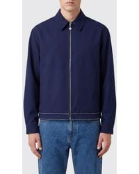 CASABLANCA - College-Style Wool Shirt Jacket With Zip Closure - Lyst