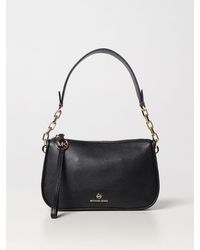Michael Kors Leather Pochette Bag With Handle - Black