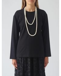 MEIMEIJ - Long-Sleeved Cotton T-Shirt With Pearl Embellishments - Lyst