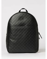 Emporio Armani - Grained Leather Backpack With Embossed Monogram - Lyst