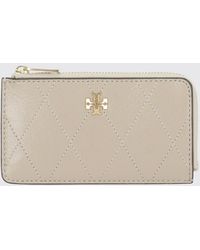 Tory Burch - Tarjetero Charlie De Piel Con Cremallera Y Logo Double T - Lyst
