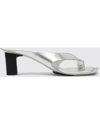 MM6 by Maison Margiela - Laminated Leather Mules With A Square Heel - Lyst