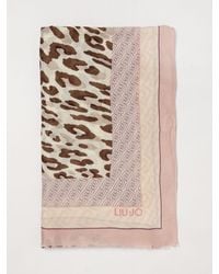 Liu Jo - Viscose Scarf With Animal Print And Monogram - Lyst