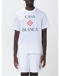 CASABLANCA - Organic Cotton Crew Neck T-Shirt With Logo Print - Lyst