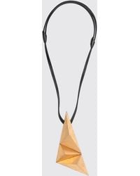 Monies - Greya Halskette Aus Vergoldetem Holz Und Leder - Lyst