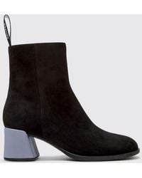 Camper - Twins Suede Ankle Boots With Side Zip And Medium Heel - Lyst