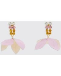 Marni - Blumenohrringe Aus Messing Und Kristallen - Lyst
