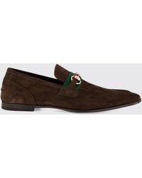 Gucci - Como Suede Loafers With Horsebit And Web Detail - Lyst