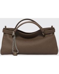 Orciani - Virgo Grained Leather Handbag With Double Handle And Logo Charm - Lyst