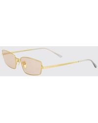 Gucci - Engraved-Logo Rectangular Metal Sunglasses - Lyst