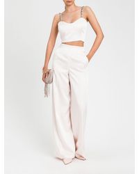 Twinset - Satin Cropped Top With Rhinestones - Lyst
