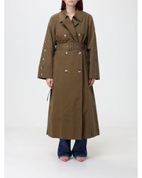 Twinset - Double-Breasted Long Cotton-Blend Trench Coat With Belt And Kimono Sleeves - Lyst