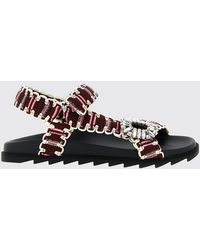 Roger Vivier - Slidy Viv' Crochet Polyester Sandal With Jewel Buckle - Lyst