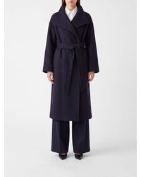 JOSEPH - Hooded Virgin Wool Blend Robe Coat With Shawl Collar And Belt - Lyst
