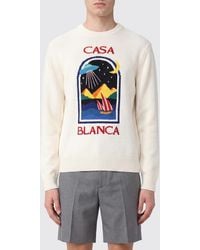 CASABLANCA - Jacquard Maxi Logo Pure Wool Crewneck Jumper - Lyst