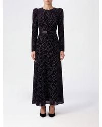 P.A.R.O.S.H. - P.A.R.O.S.H. Star-Print Pure Silk Long Dress With Waist Belt - Lyst