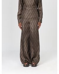 Fendi - Pantaloni Di Seta Ff - Lyst