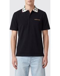 CASABLANCA - Striped Collar Embroidered Logo Cotton Polo - Lyst