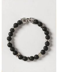 Ferragamo - Gancini Elastic Bracelet With Lava Stone Pearls - Lyst