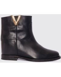 Via Roma 15 - Smooth Calfskin Ankle Boots With Low Heel And Round Toe - Lyst