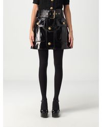 Balmain - Patent Leather Skirt With Buttons - Lyst