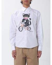 MSGM - Camisa De Manga Larga En Algodón Con Estampado Gráfico Y Tapeta Oculta - Lyst