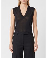 Fendi - V-Neck Slim Fit Silk Top - Lyst