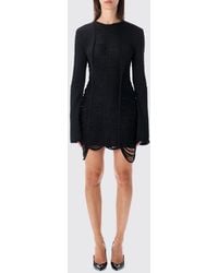 The Attico - Long-Sleeved Knit Sheath Mini Dress With Distressed Effect - Lyst