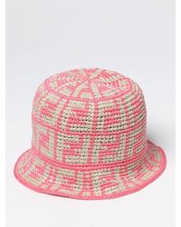 Fendi - Hat In Raffia And Cotton With All-over Ff Monogram - Lyst