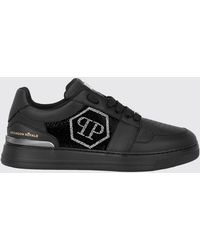 Philipp Plein - Hexagon Royale Leather Sneakers With Rhinestone Hexagon Logo - Lyst